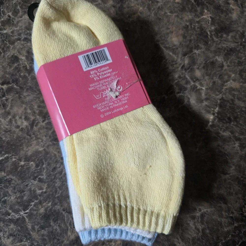 Vintage 2004 FT Sport French Toast Girls Socks 3 Pair 6-8.5 Pastel Deadstock